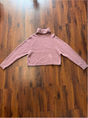 Design Lab | Blush Pink Bouclé Turtleneck Sweater | Cozy Cropped Knit | Medium